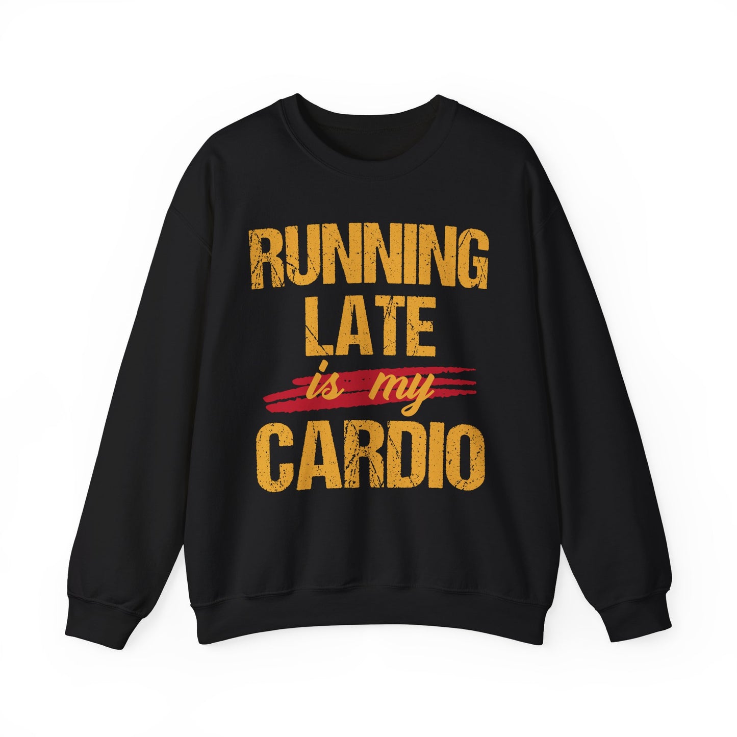 Running Late is My Cardio Crewneck Sweatshirt – Unisex Heavy Blend – Perfect for Fitness Lovers