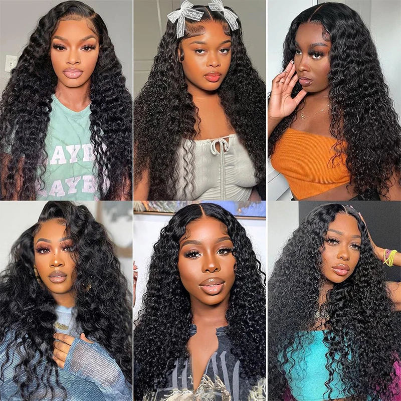 13x6  Water Wave Curly Lace Frontal Human Hair Wig 30 36 Inch Pre Plucked Deep Wave Lace Front Wigs Brazilian Water Wave Wigs