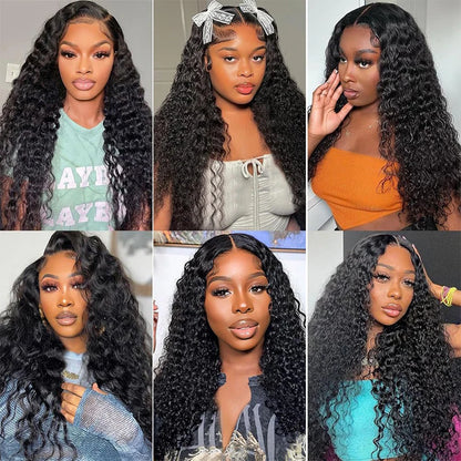 13x6  Water Wave Curly Lace Frontal Human Hair Wig 30 36 Inch Pre Plucked Deep Wave Lace Front Wigs Brazilian Water Wave Wigs