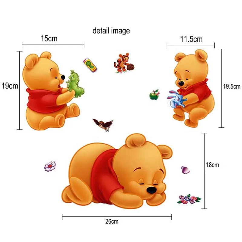 3d Winnie The Pooh Wall Stickers For Kids Rooms Removable Baby Bedroom Cartoon Nursery Children Boys  Girls Wall Decals