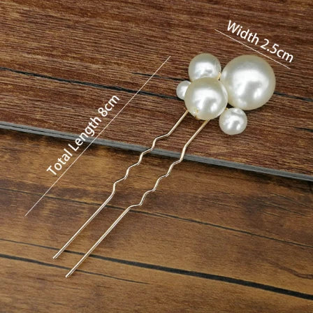 Women U-shaped Pin Metal Barrette Clip Hairpins Simulated Pearl Bridal Tiara Hair Accessories Wedding Hairstyle Design Tools