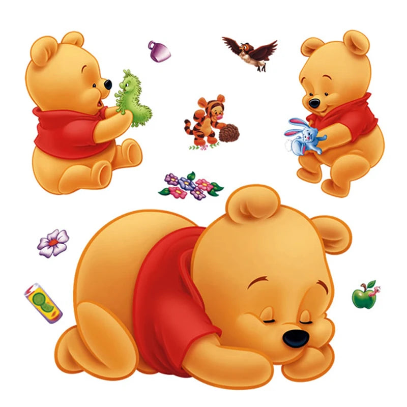 3d Winnie The Pooh Wall Stickers For Kids Rooms Removable Baby Bedroom Cartoon Nursery Children Boys  Girls Wall Decals