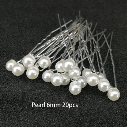 Women U-shaped Pin Metal Barrette Clip Hairpins Simulated Pearl Bridal Tiara Hair Accessories Wedding Hairstyle Design Tools