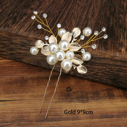 Women U-shaped Pin Metal Barrette Clip Hairpins Simulated Pearl Bridal Tiara Hair Accessories Wedding Hairstyle Design Tools