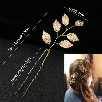 Women U-shaped Pin Metal Barrette Clip Hairpins Simulated Pearl Bridal Tiara Hair Accessories Wedding Hairstyle Design Tools