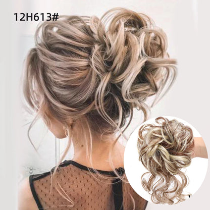 LUPU Synthetic Hair Bun Chignon Messy Curly Hair Band Elastic Scrunchy False Hair Pieces For Women Hairpins Black Brown