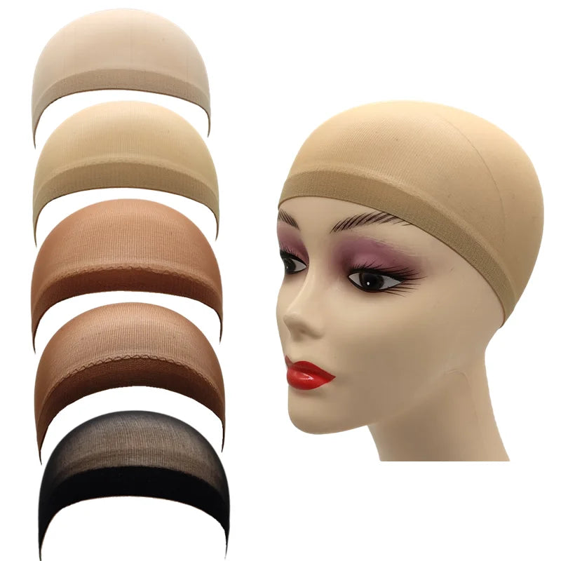 2pcs/Bag Top Stocking Wig Cap Hair Net For Weave Hair Wig Nets Black Brown Stretch Mesh Wig Cap For Making Wigs