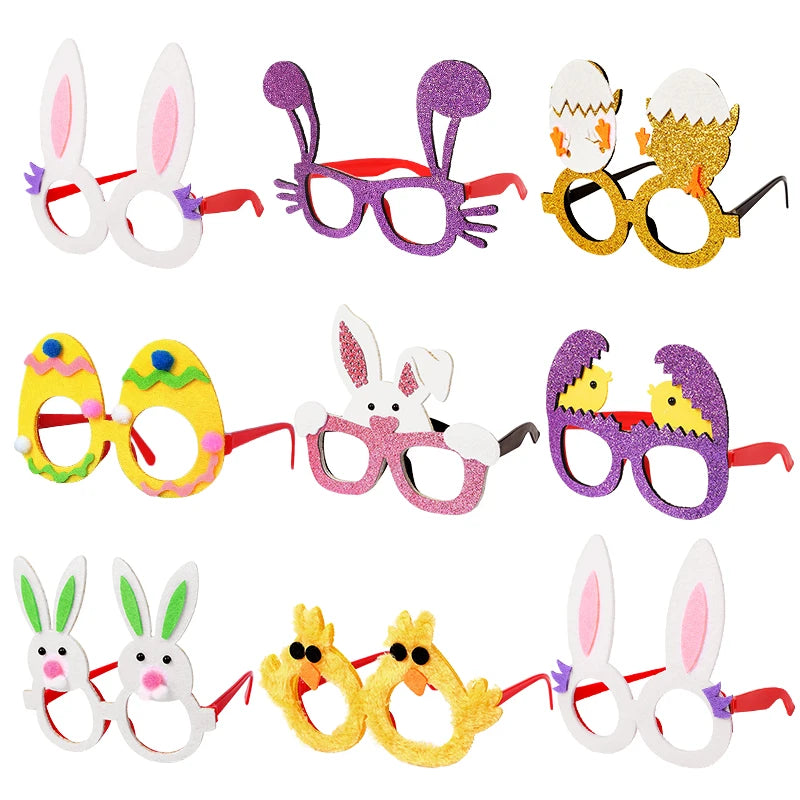 Kids Easter Party Bunny Egg Glasses Frame Photo Booth Props 2025 Happy Easter Party Decoration Kids Birthday Favors Supplies