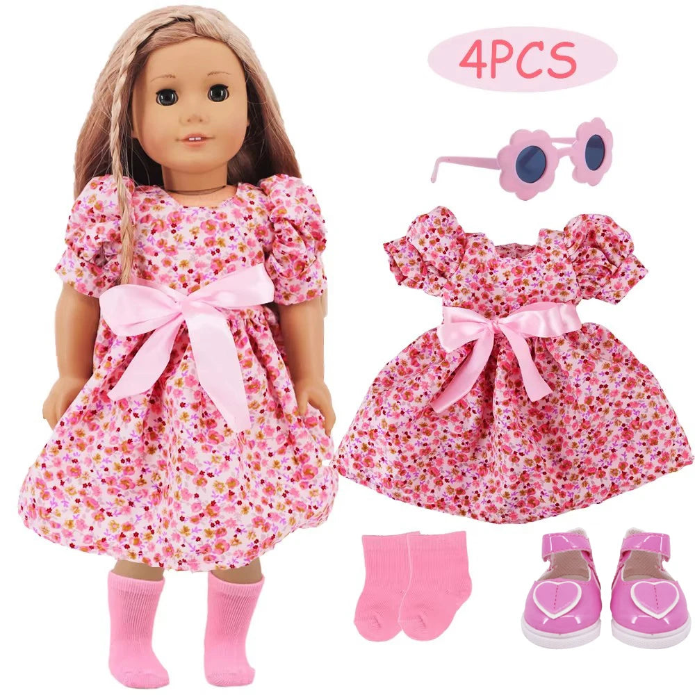 Doll Clothes & Shoes Bunny Suitcase Set – Accessories for 18-Inch American & 43cm Baby Dolls, Perfect DIY Gift for Girls