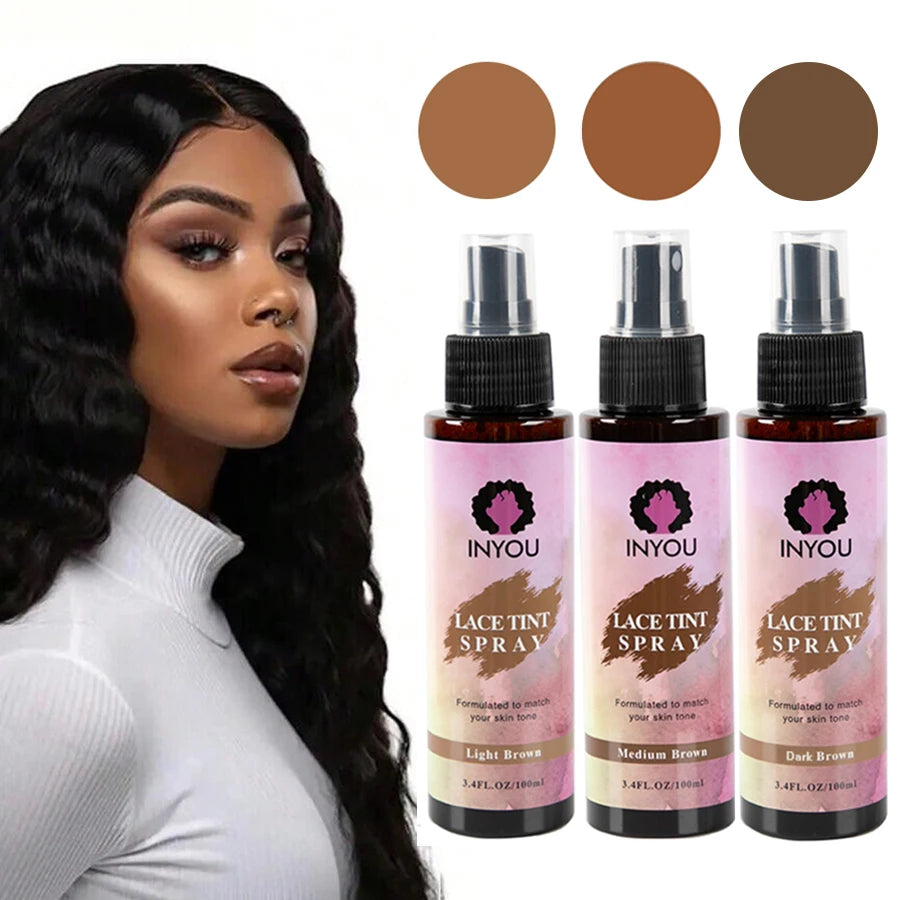 Lace Tint Spray for Wigs,Waterproof Lace Tint Melting Mousse Spray Concealer for Lace Closure front Wigs Toupees Edge Control La