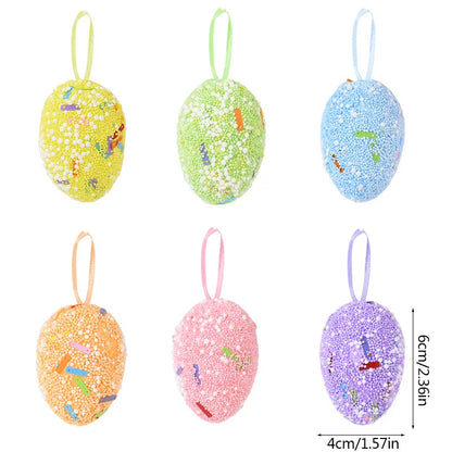 6Pcs Easter Eggs Foam Carrot Hanging Ornaments for Home Decoration Easter Tree Pendants Basket Decor Kids Birthday Favors 2025