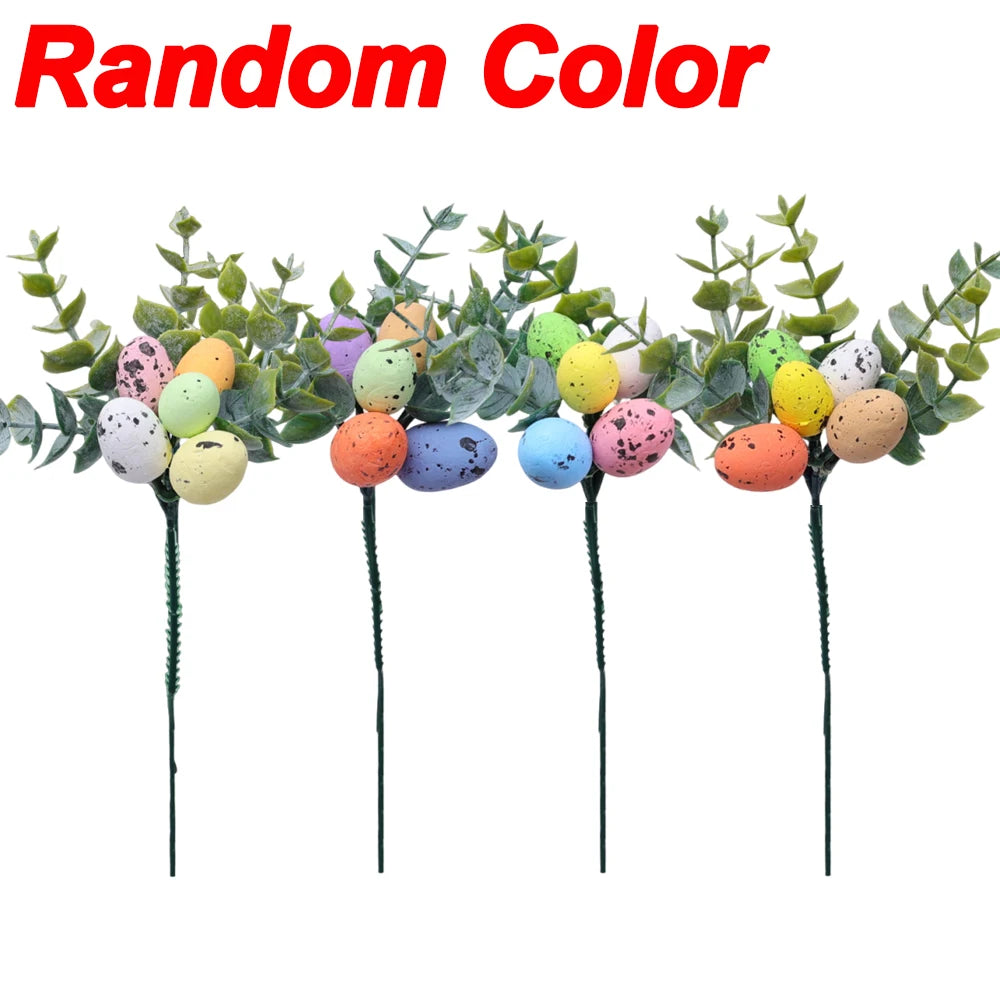 10/1PC Easter Decoration Artificial Egg Flower Branch Colorful Foam Eggs Branches DIY Bouquets for Easter Party Home Decorations