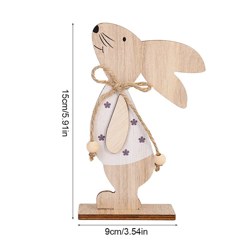 Easter Wooden Rabbit Ornament Cute Standing Bunny for Spring Easter Home Table Decoration Party DIY Crafts Kids Favors Gift 2025