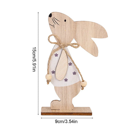 Easter Wooden Rabbit Ornament Cute Standing Bunny for Spring Easter Home Table Decoration Party DIY Crafts Kids Favors Gift 2025