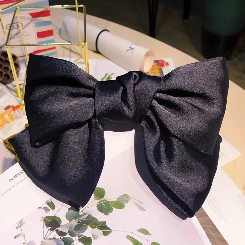 Bow Ribbon Hair Clip for Women Bowknot Barrettes Girls Solid Stain Spring Ponytail Clip Headband Hair Accessories Headwear Gift