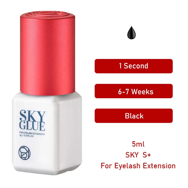 1 Bottle Sky Glue Fake Eyelash Extensions Adhesive 5ml Red Cap Black Fast Dry Sealed Bag Beauty Makeup Tools Professional Korea