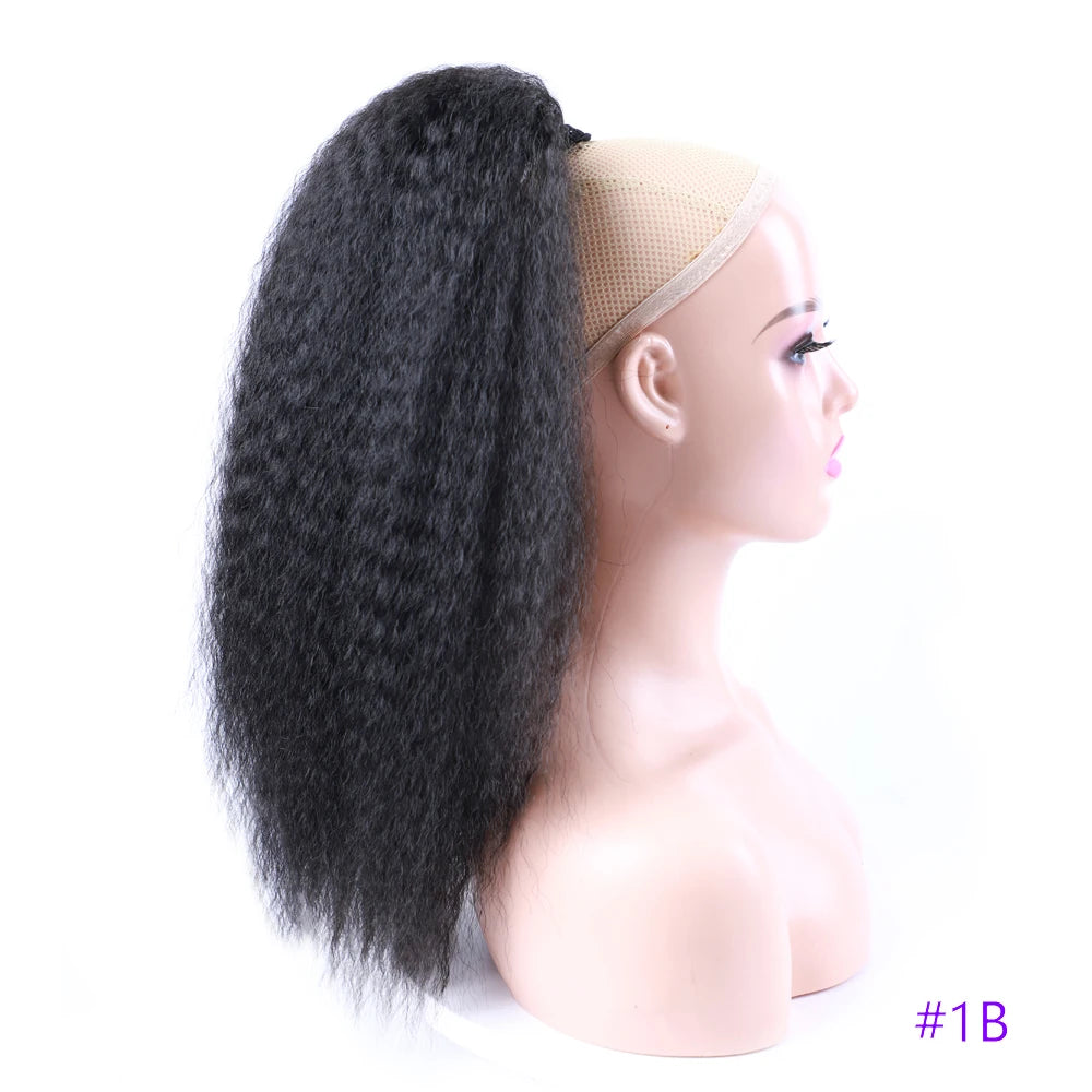 Fake Synthetic Drawstring Ponytail Elastic Hair Extension For Women Kinky Curly Ponytail Synthetic Hair High Puff Afro Hairpiece