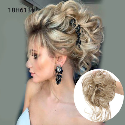 LUPU Synthetic Hair Bun Chignon Messy Curly Hair Band Elastic Scrunchy False Hair Pieces For Women Hairpins Black Brown