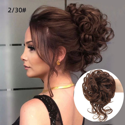 LUPU Synthetic Hair Bun Chignon Messy Curly Hair Band Elastic Scrunchy False Hair Pieces For Women Hairpins Black Brown