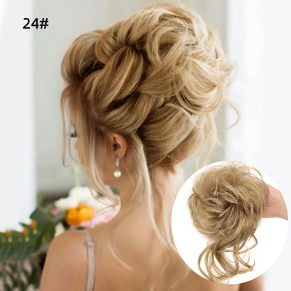 LUPU Synthetic Hair Bun Chignon Messy Curly Hair Band Elastic Scrunchy False Hair Pieces For Women Hairpins Black Brown