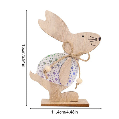 Easter Wooden Rabbit Ornament Cute Standing Bunny for Spring Easter Home Table Decoration Party DIY Crafts Kids Favors Gift 2025