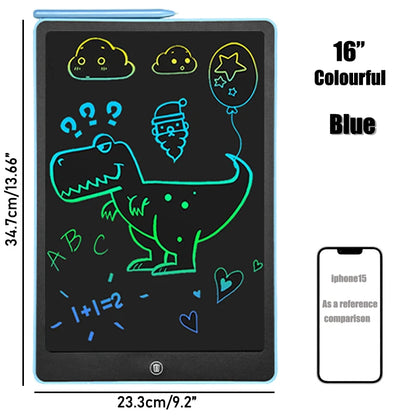 16/12 Inch LCD Drawing Tablet – Colorful Writing Pad for Kids – Doodle Board for 3-8 Year Old Boys & Girls – Creative Toddler Toys