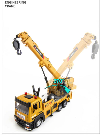 1/32 Crane Truck Alloy Car Model Diecast Metal Toy Simulation Engineering Vehicles with Sound and Light Model for Children Gifts