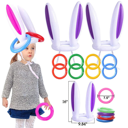 Inflatable Rabbit Ear Throwing Game Ferrule Ring Toss Happy Easter Party Decor Kids Favor Gifts Outdoor Entertainment Supplies