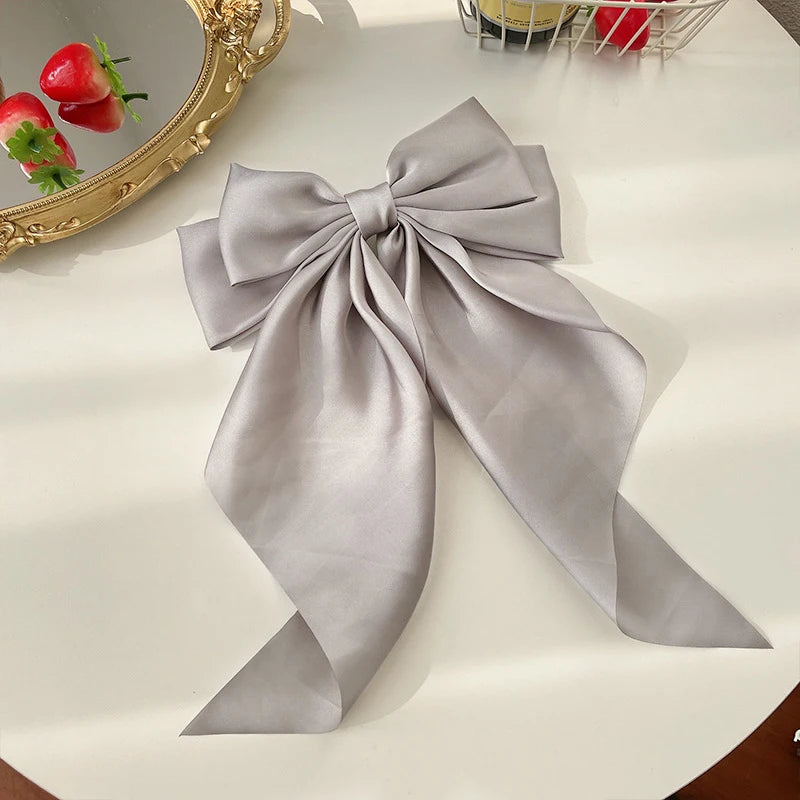 Bow Ribbon Hair Clip for Women Bowknot Barrettes Girls Solid Stain Spring Ponytail Clip Headband Hair Accessories Headwear Gift