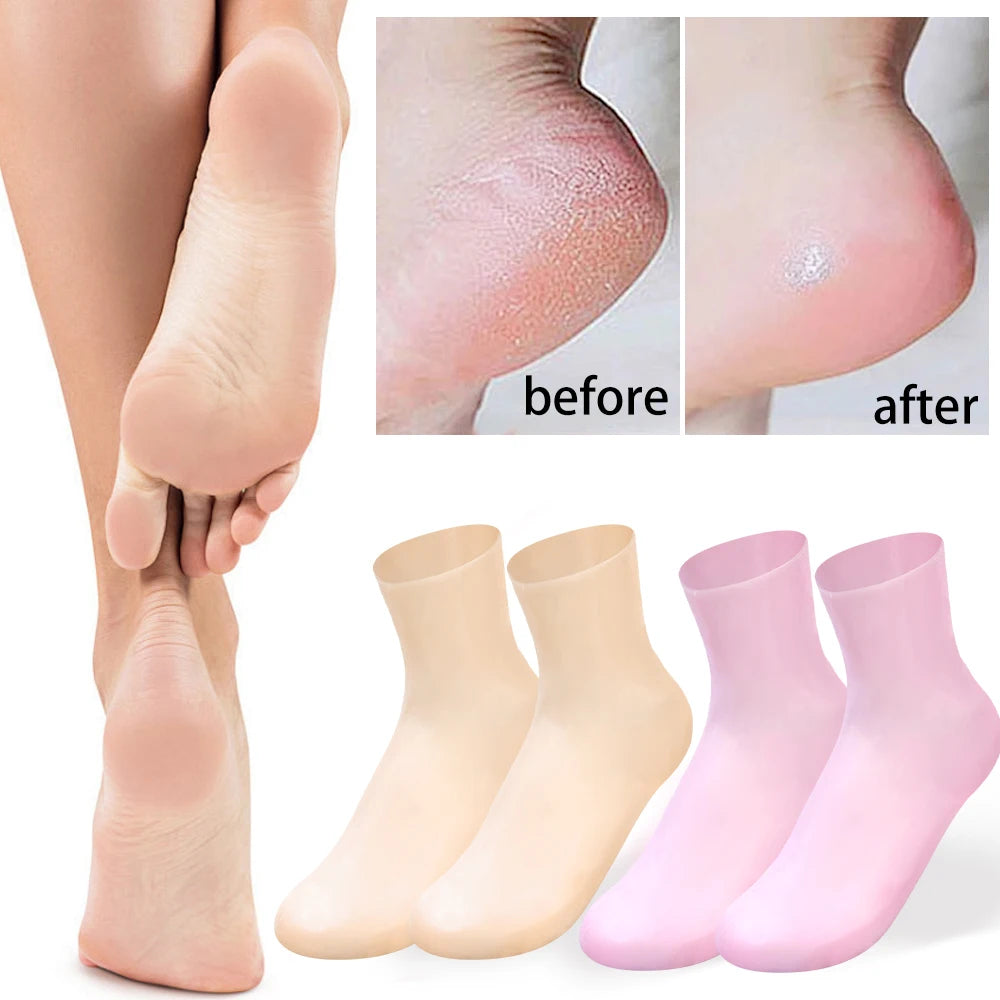 Extended Silicone Foot Socks Moisturizing Foot Care Socks Soften Dead Skin Massage Moisturizing Spa Pedicure Gel Sock Feet Tools