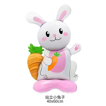 Easter Inflatable Bunny Balloon Standing Pink Blue Rabbit Foil Balloon Outdoor Indoor Easter Party Decor Bunny Birthday Decors