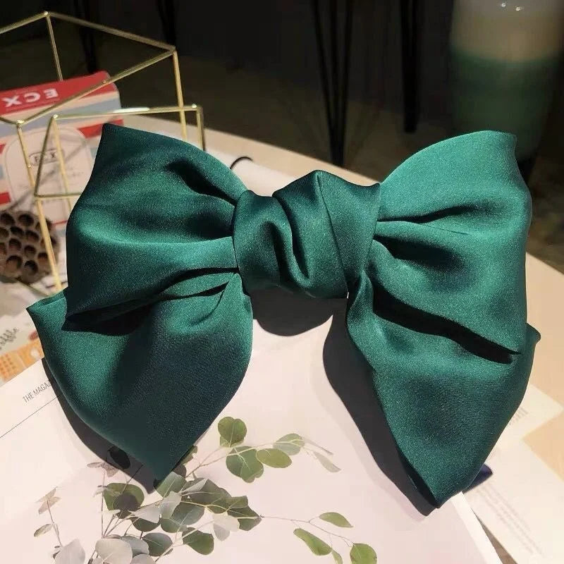 Bow Ribbon Hair Clip for Women Bowknot Barrettes Girls Solid Stain Spring Ponytail Clip Headband Hair Accessories Headwear Gift