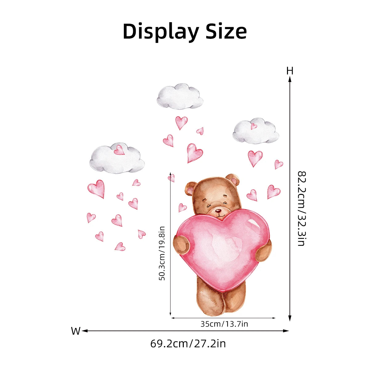 1Pc Cartoon Cute Balloon Bear Wall Sticker for Kids Room Baby Home Decoration Decor Star Bedroom Girls Wall Decals Living Room