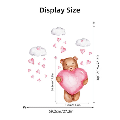 1Pc Cartoon Cute Balloon Bear Wall Sticker for Kids Room Baby Home Decoration Decor Star Bedroom Girls Wall Decals Living Room