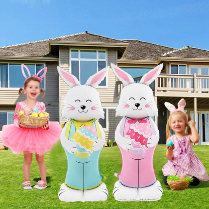 Easter Inflatable Bunny Balloon Standing Pink Blue Rabbit Foil Balloon Outdoor Indoor Easter Party Decor Bunny Birthday Decors