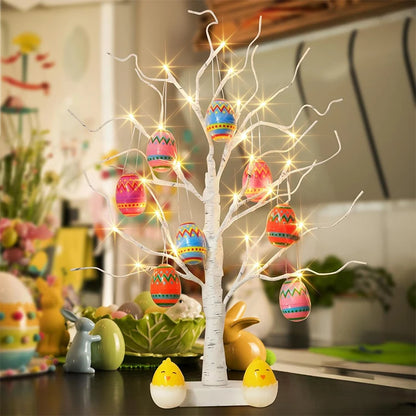 62cm Easter Birch Tree Led Light Decoration For Home Easter Egg Hanging Ornaments 2025 Happy Easter Party Decor Kids Gift Favors