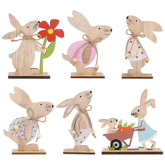 Easter Wooden Rabbit Ornament Cute Standing Bunny for Spring Easter Home Table Decoration Party DIY Crafts Kids Favors Gift 2025