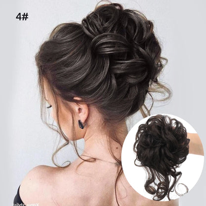 LUPU Synthetic Hair Bun Chignon Messy Curly Hair Band Elastic Scrunchy False Hair Pieces For Women Hairpins Black Brown