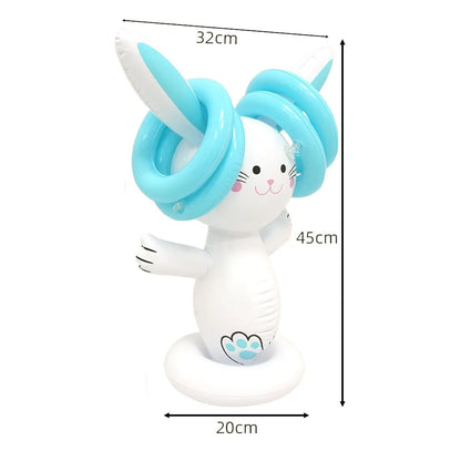 Inflatable Rabbit Ear Throwing Game Ferrule Ring Toss Happy Easter Party Decor Kids Favor Gifts Outdoor Entertainment Supplies