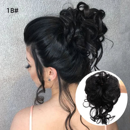 LUPU Synthetic Hair Bun Chignon Messy Curly Hair Band Elastic Scrunchy False Hair Pieces For Women Hairpins Black Brown