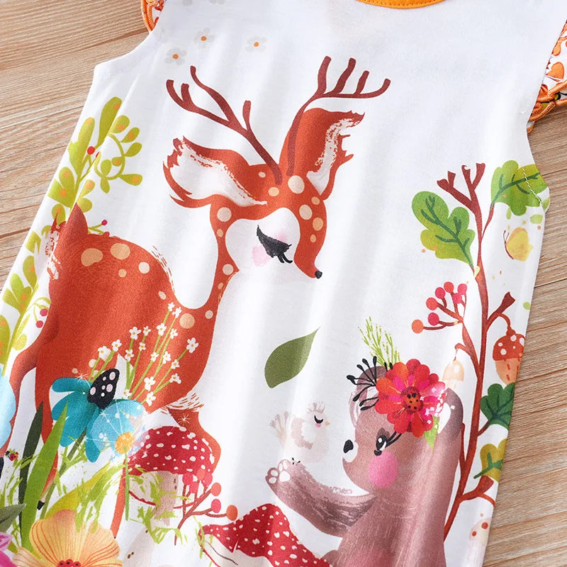 Cute Newborn Baby Jumpsuit – Cartoon Elf Deer Print, Comfortable Summer Romper for Boys & Girls (0-18 Months)