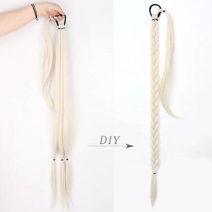 Long Ponytail Hair Extensions Braided Ponytail Synthetic 85cm With Rubber Band Natural Blonde Black For Women Hairpiece Braids