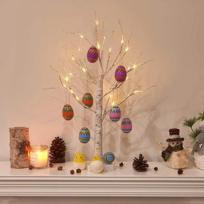 62cm Birch Tree Led Light Easter Decorations For Home Easter Egg Ornaments Hanging Tree Wedding Happy Easter Party Kids Gift