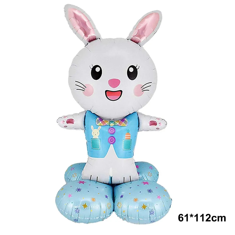 Easter Inflatable Bunny Balloon Standing Pink Blue Rabbit Foil Balloon Outdoor Indoor Easter Party Decor Bunny Birthday Decors