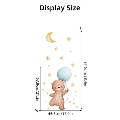 1Pc Cartoon Cute Balloon Bear Wall Sticker for Kids Room Baby Home Decoration Decor Star Bedroom Girls Wall Decals Living Room