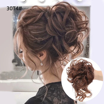 LUPU Synthetic Hair Bun Chignon Messy Curly Hair Band Elastic Scrunchy False Hair Pieces For Women Hairpins Black Brown