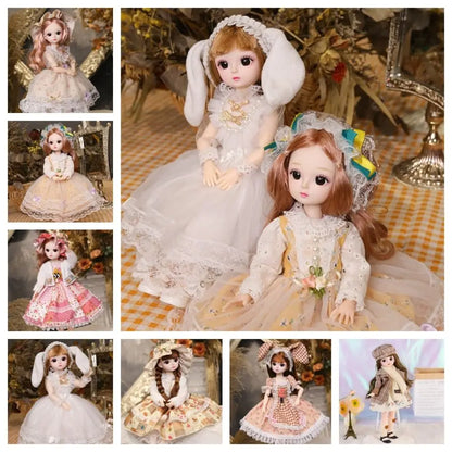 30CM Movable Joint Baby Doll – Dress-Up Princess Toy with 3D Makeup, Cute and Safe Doll for Toddlers and Kids (6-12Y)