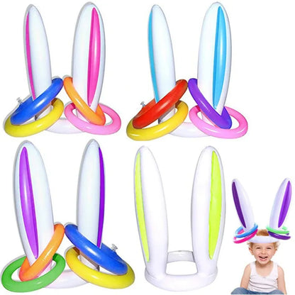 Inflatable Rabbit Ear Throwing Game Ferrule Ring Toss Happy Easter Party Decor Kids Favor Gifts Outdoor Entertainment Supplies