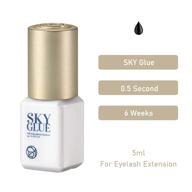 1 Bottle Sky Glue Fake Eyelash Extensions Adhesive 5ml Red Cap Black Fast Dry Sealed Bag Beauty Makeup Tools Professional Korea