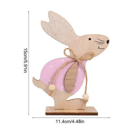 Easter Wooden Rabbit Ornament Cute Standing Bunny for Spring Easter Home Table Decoration Party DIY Crafts Kids Favors Gift 2025